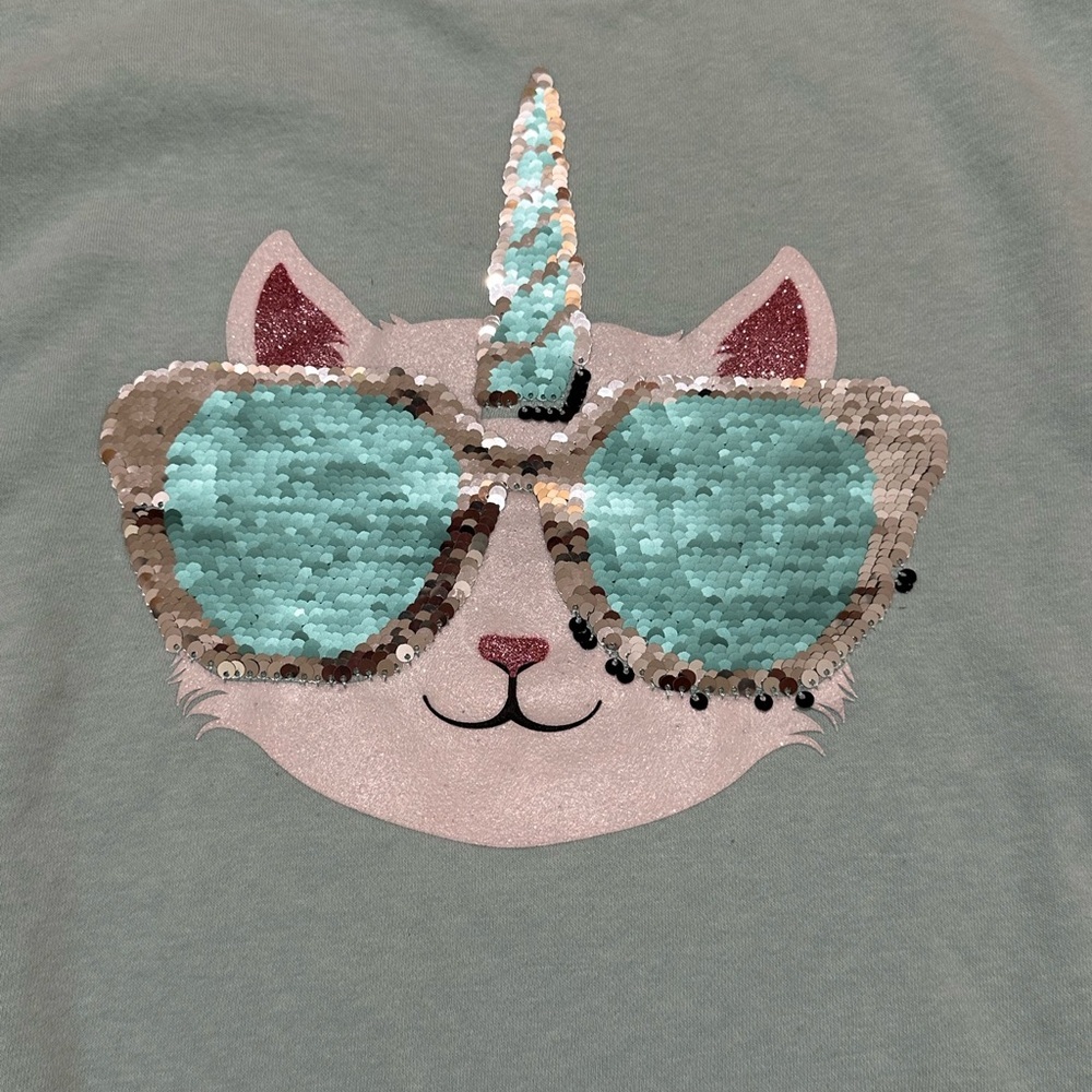 Place Girls XXL (16) Mint Green Crewneck Tee with changing color sequins